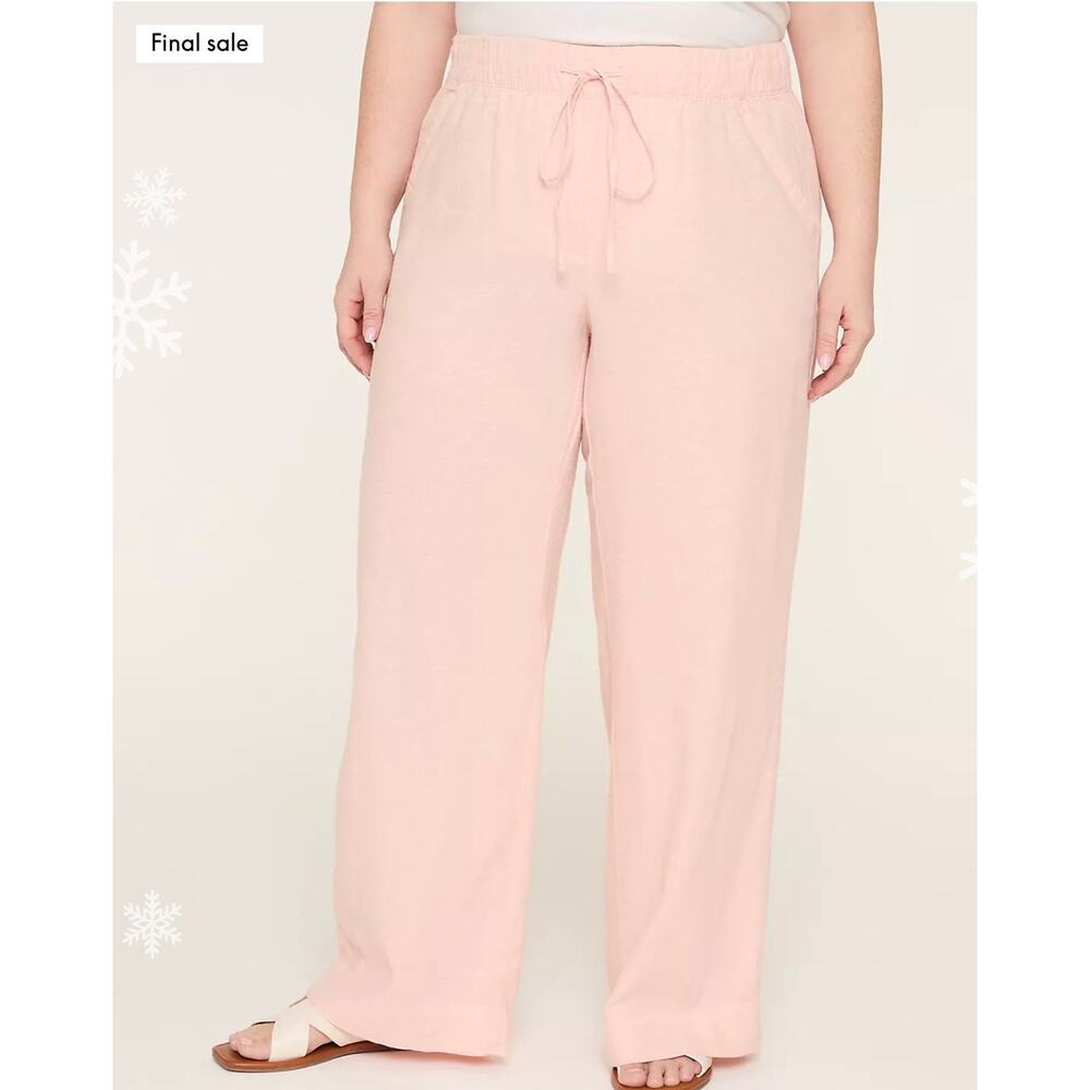 Lane Bryant Wide Leg Drawstring Pants in Light Pink